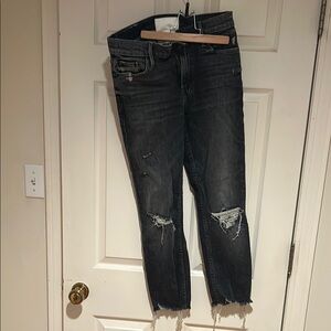 MOTHER Superior Distressed Black Jeans - knees, hems, pockets Size 25